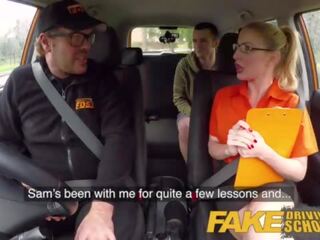 Fake Driving School Exam failure goes into to superb provocative blonde car fuck