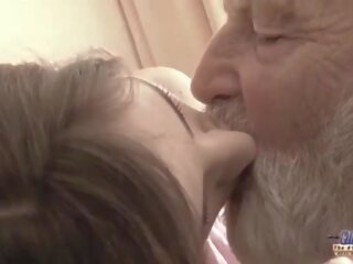 Old Young - Big phallus Grandpa Fucked by Teen she licks thick old man member